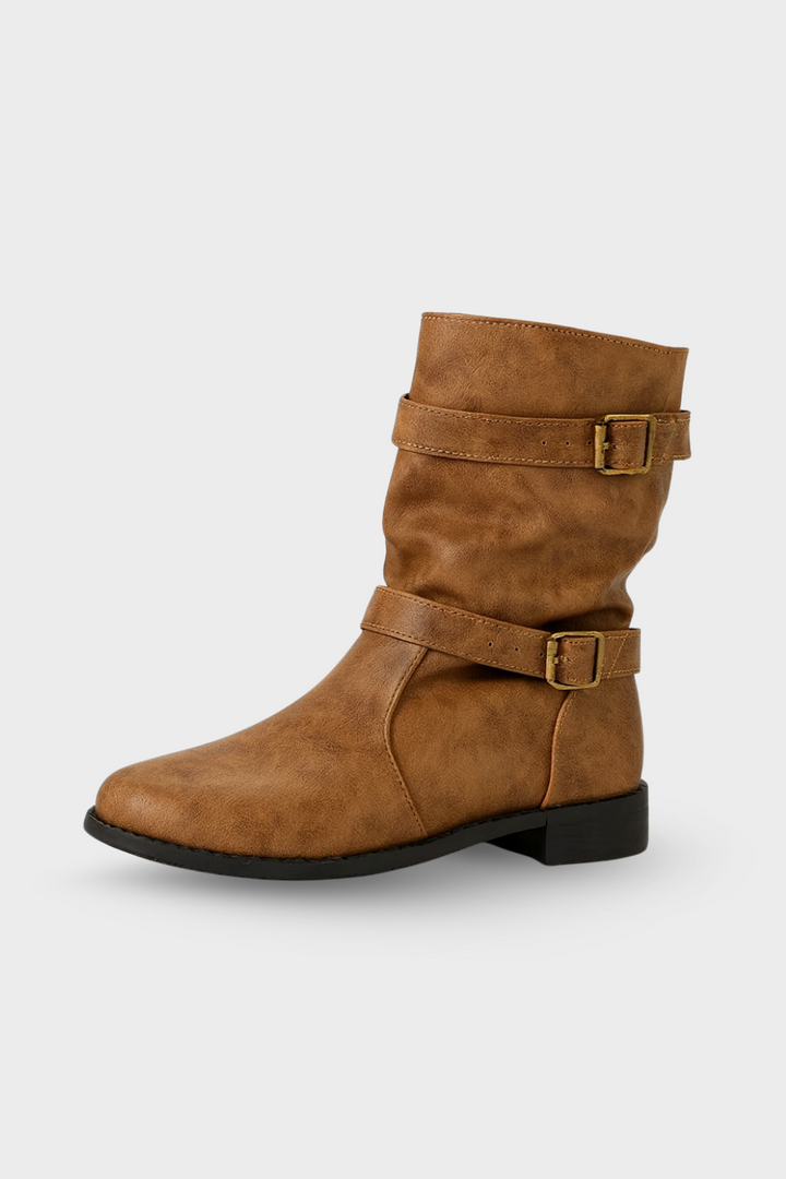 Women's Buckle Strap Mid-Calf Boots