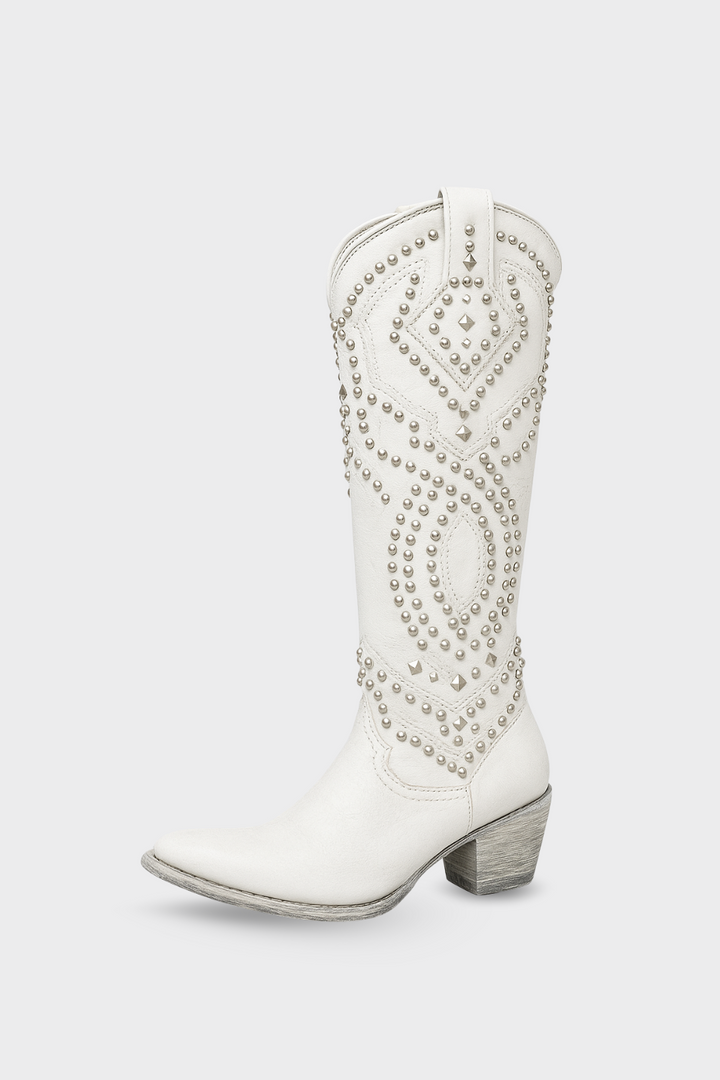 Women’s Distressed Rivet Knee-High Boots