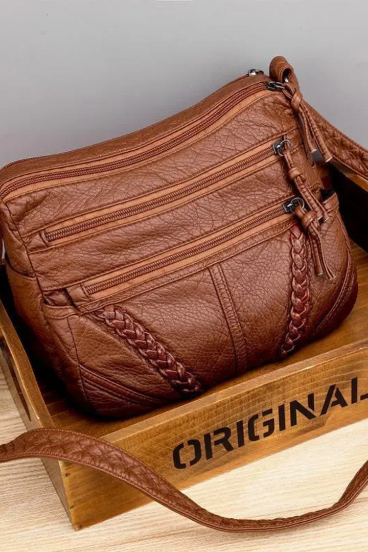 Women's Elegant Compact Leather Crossbody Bag