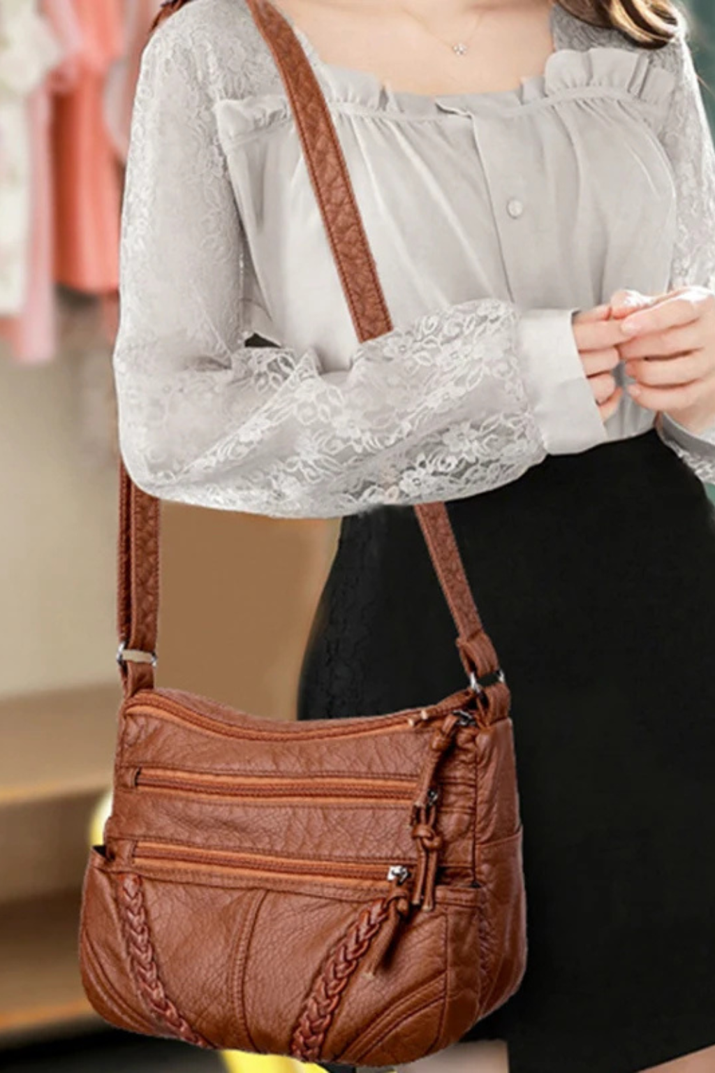 Women's Elegant Compact Leather Crossbody Bag