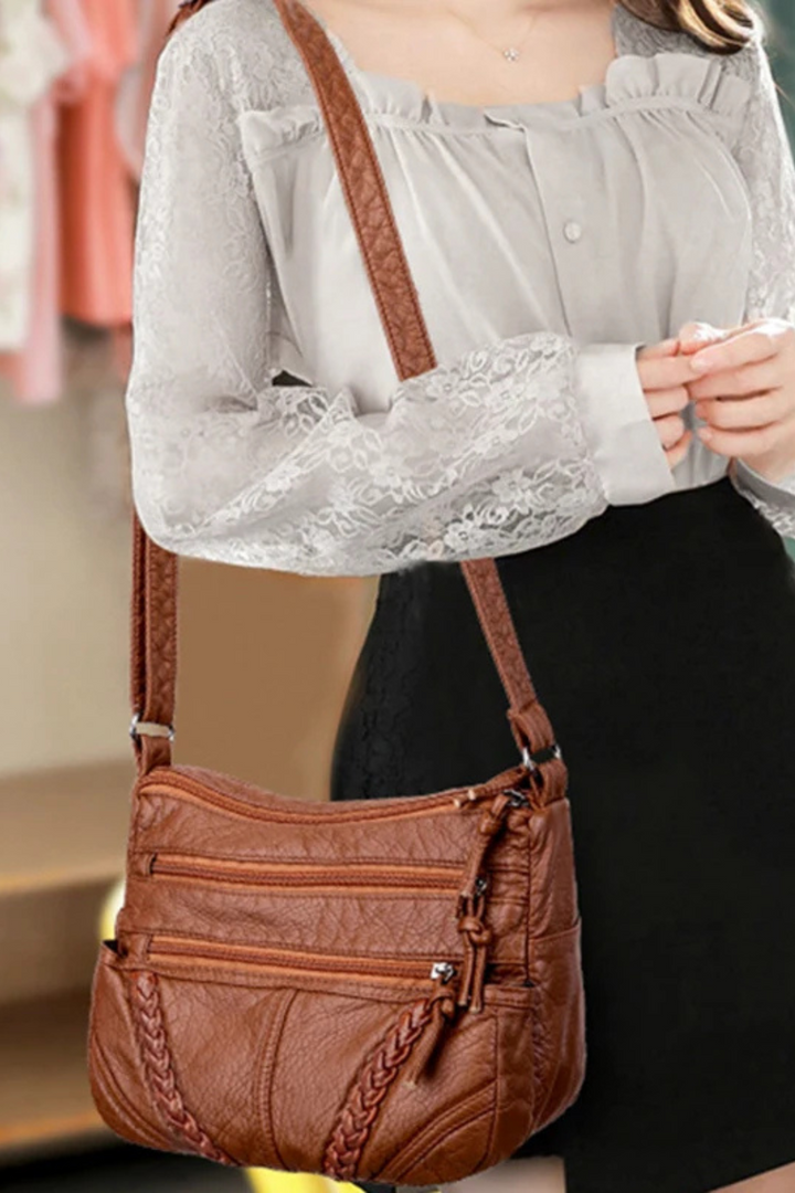 Women's Elegant Compact Leather Crossbody Bag