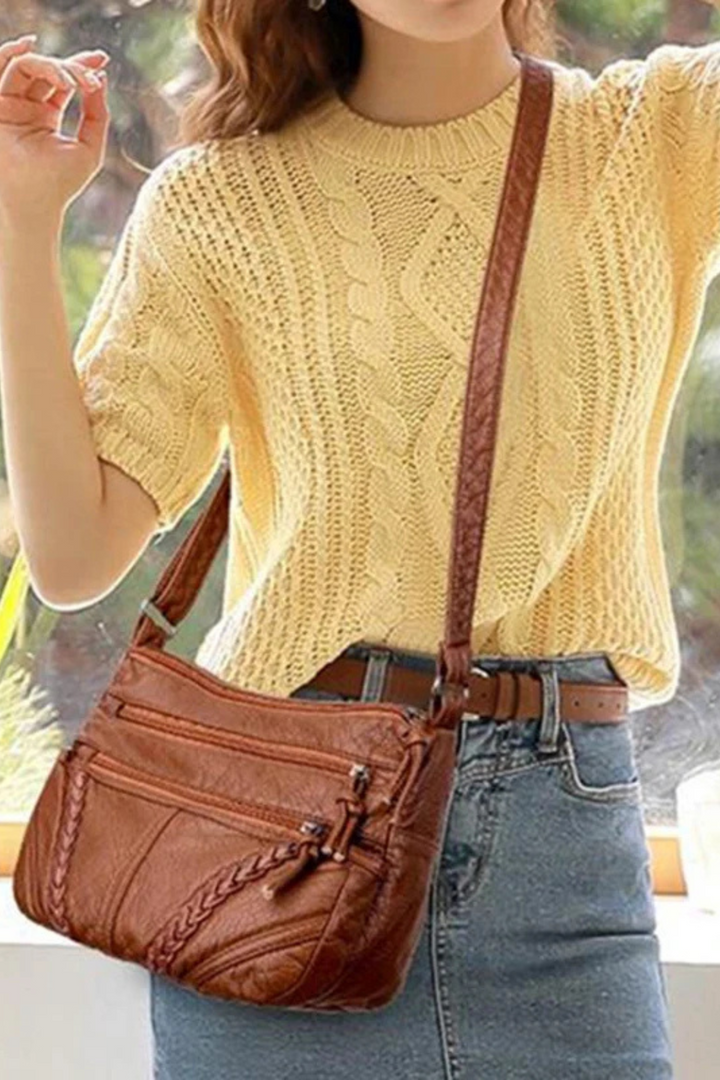 Women's Elegant Compact Leather Crossbody Bag