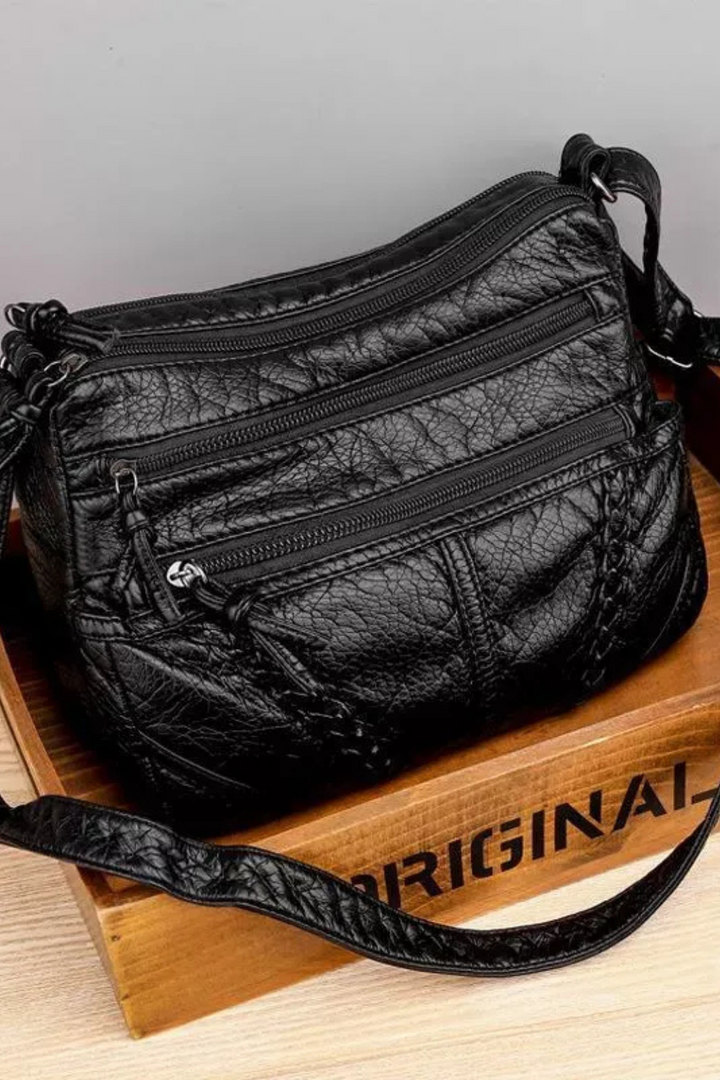 Women's Elegant Compact Leather Crossbody Bag