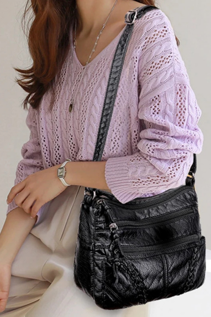 Women's Elegant Compact Leather Crossbody Bag