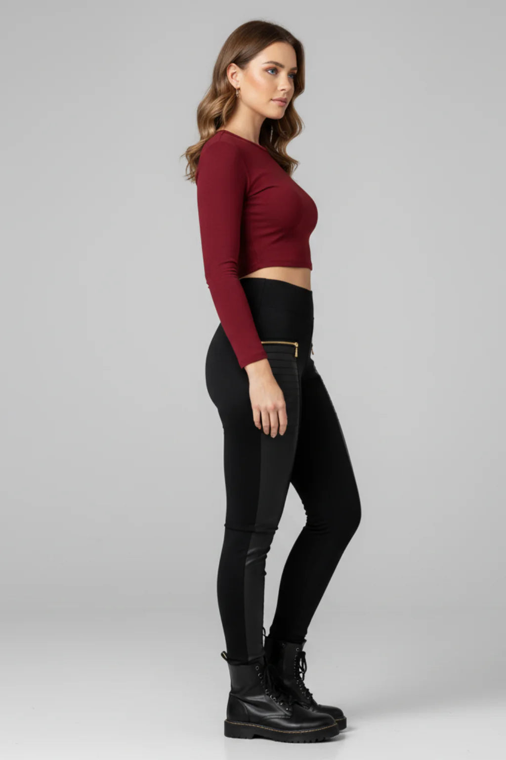 Women’s High-Waist Zippered Faux Leather Leggings