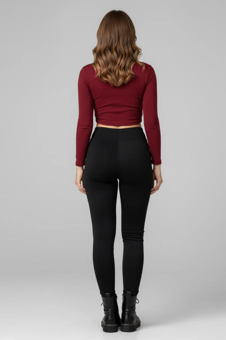 Women’s High-Waist Zippered Faux Leather Leggings