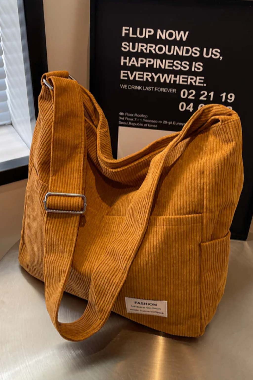Women's Lightweight Corduroy Shoulder Bag
