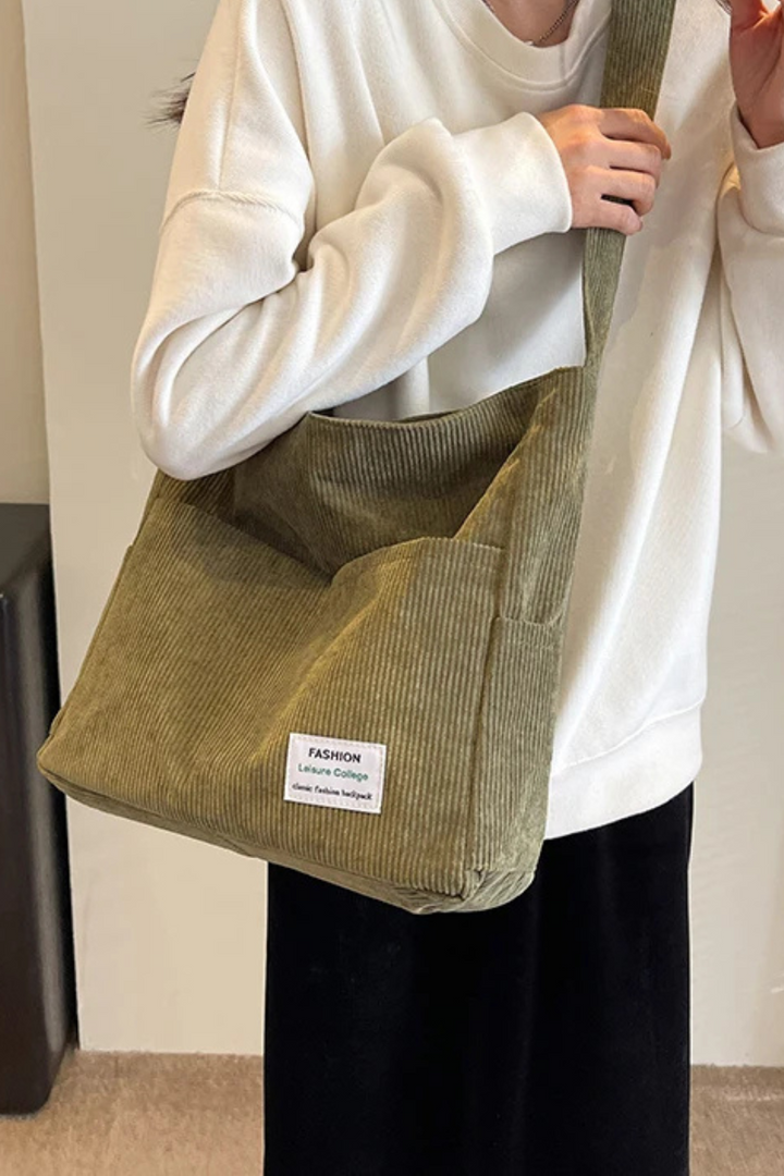 Women's Lightweight Corduroy Shoulder Bag