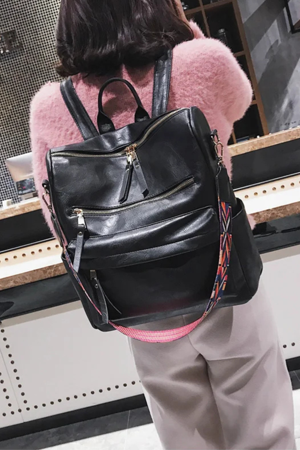 Women's Modern Vegan Leather Backpack
