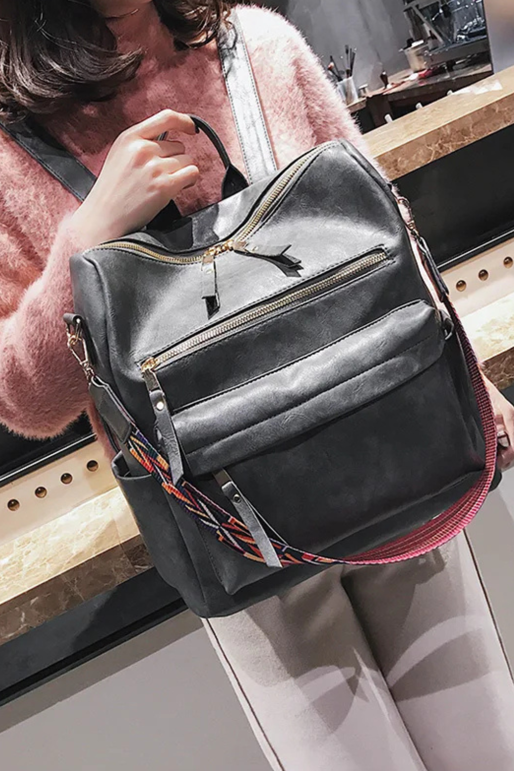 Women's Modern Vegan Leather Backpack