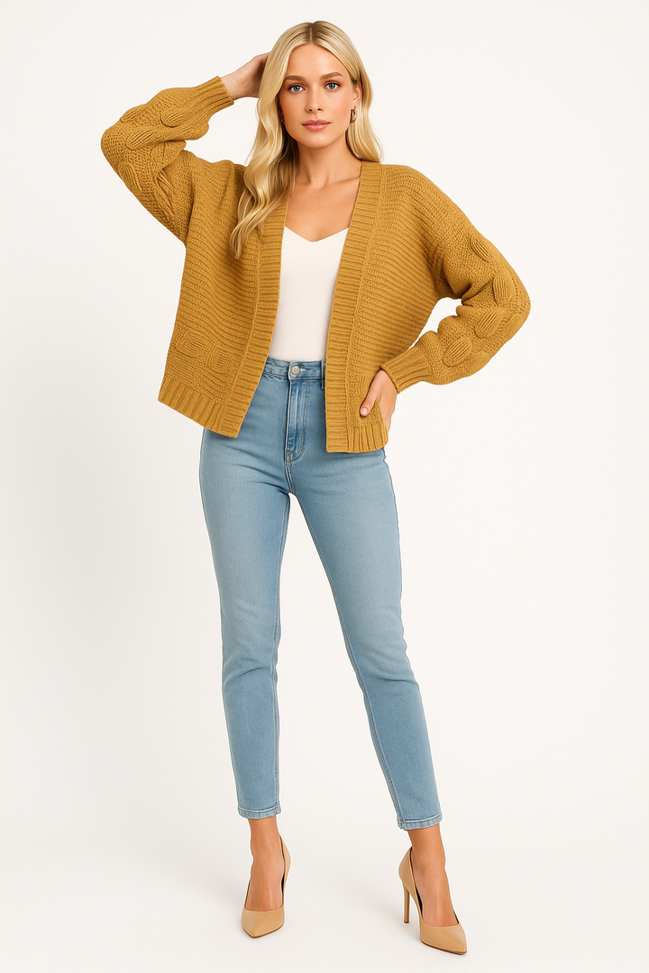 Women's Open Front Long Sleeve Cardigan