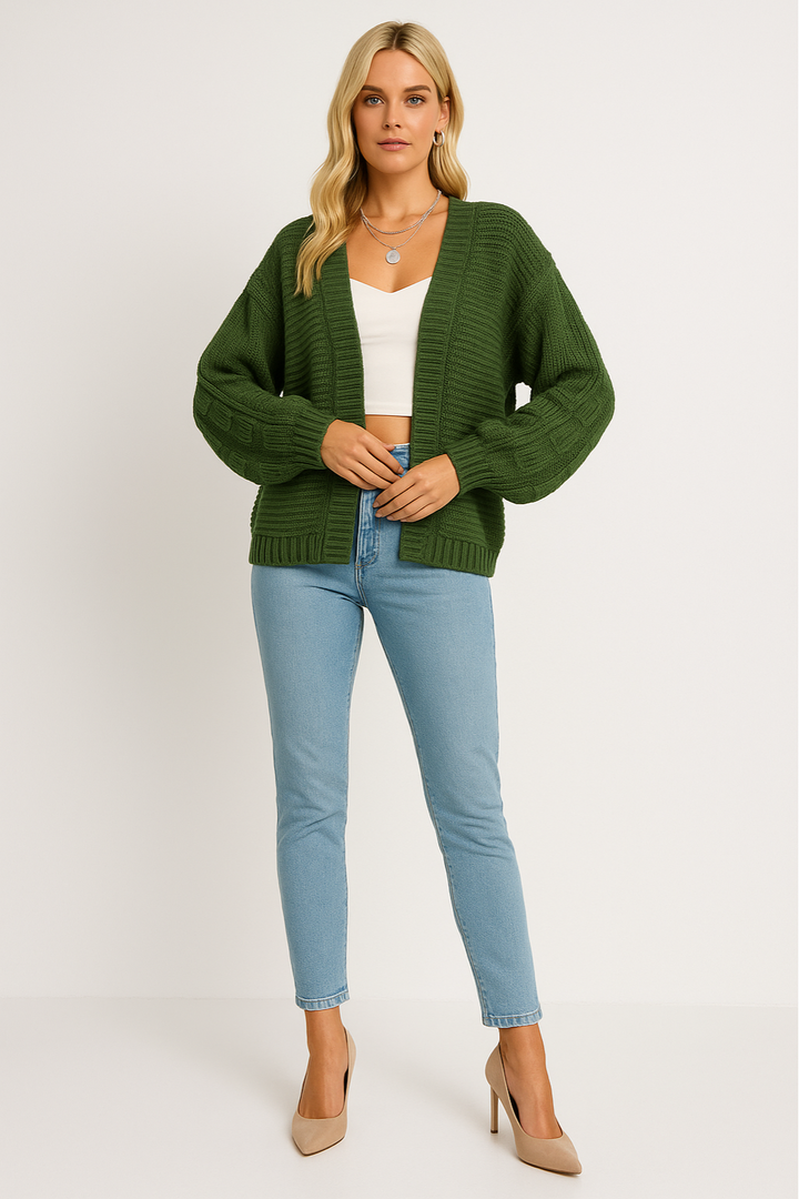Women's Open Front Long Sleeve Cardigan