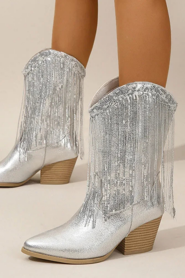 Women's Sequin Mid-Calf Boots