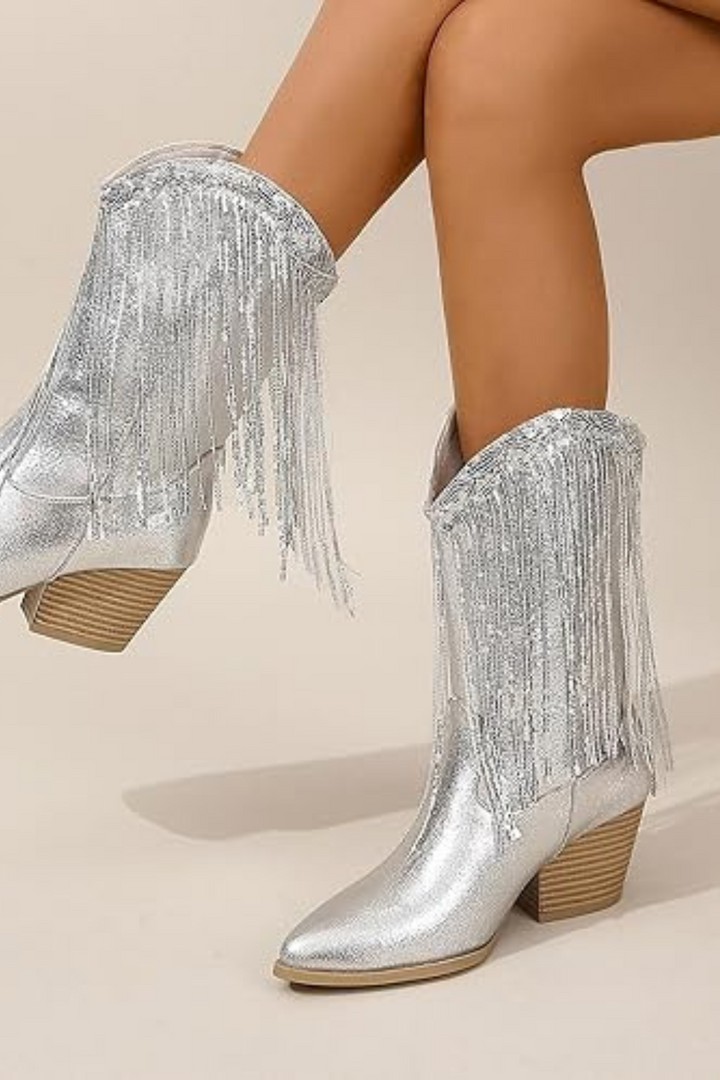 Women's Sequin Mid-Calf Boots