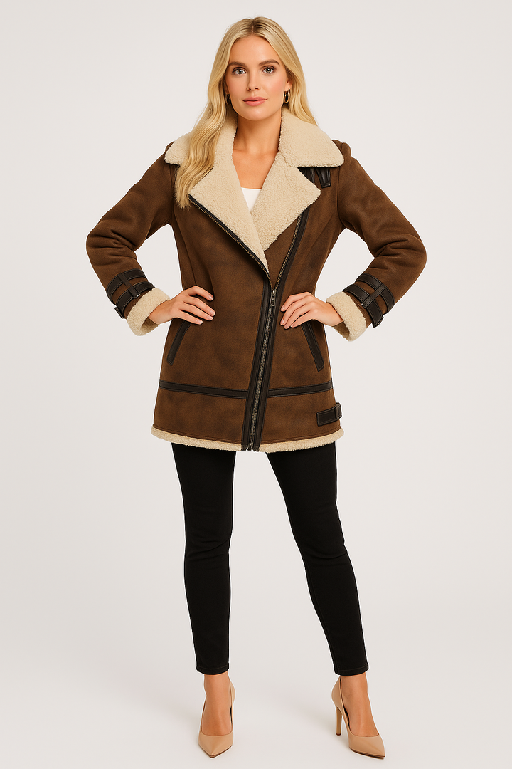 Women's Sherpa-Lined Suede Jacket
