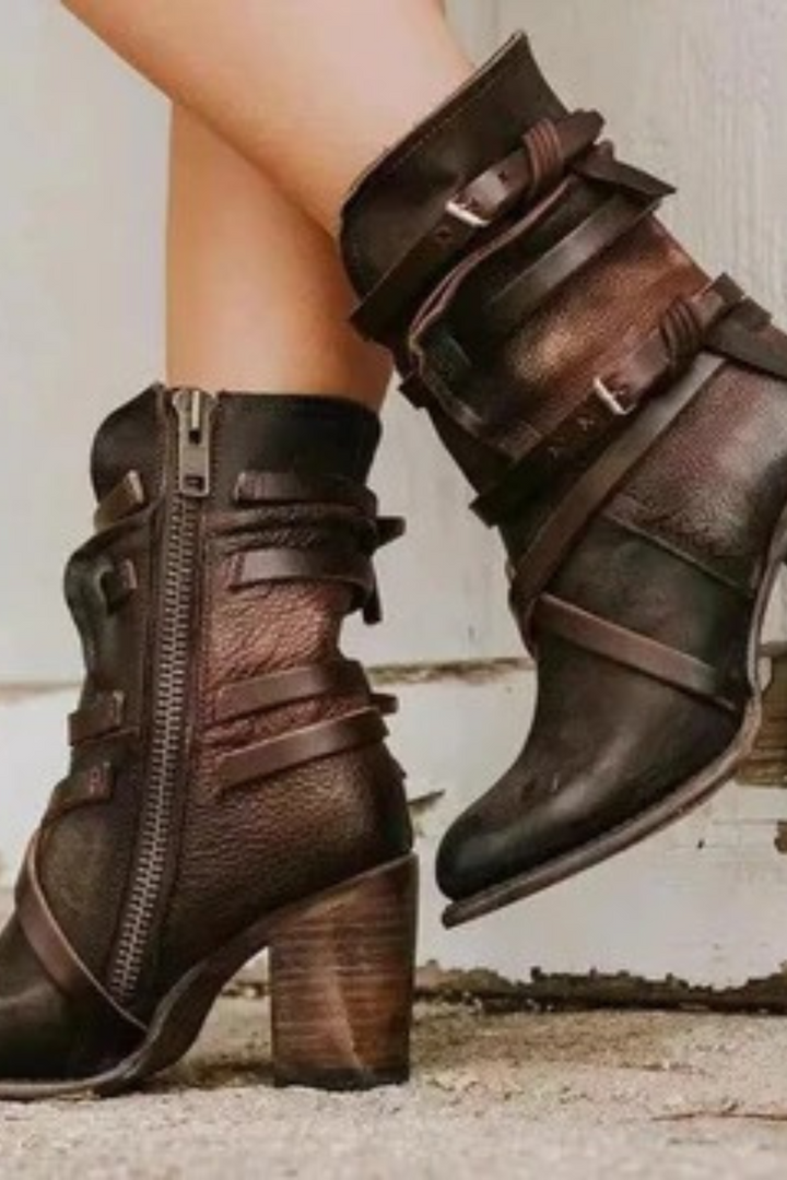 Women’s Vintage Buckled Ankle Boots
