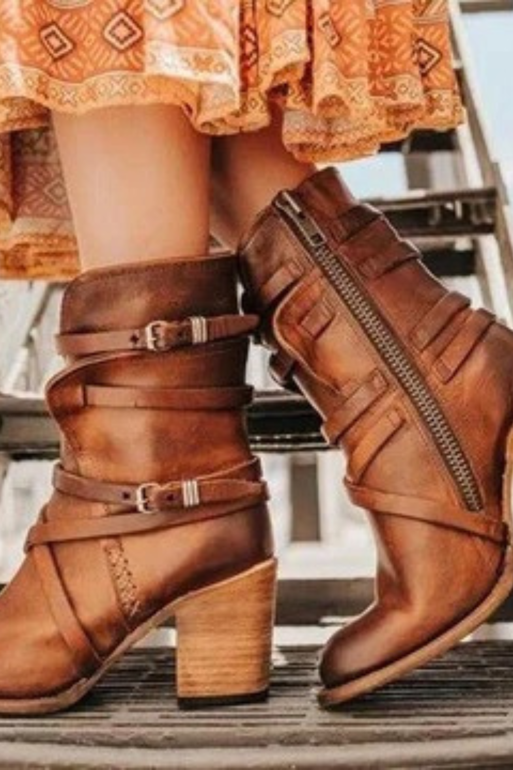 Women’s Vintage Buckled Ankle Boots
