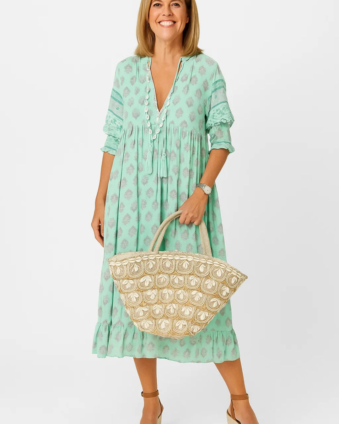 Women's Boho-Style V-Neck Floral Dress