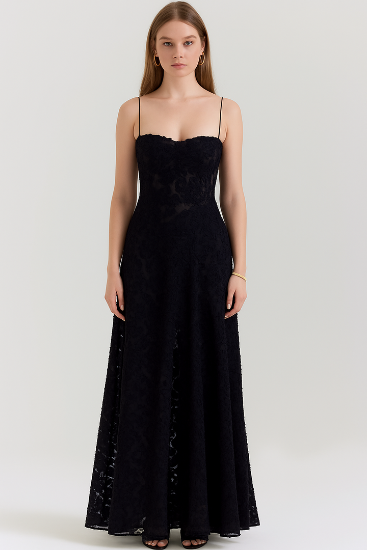Women's Chic Lace Maxi Dress with Corset Style