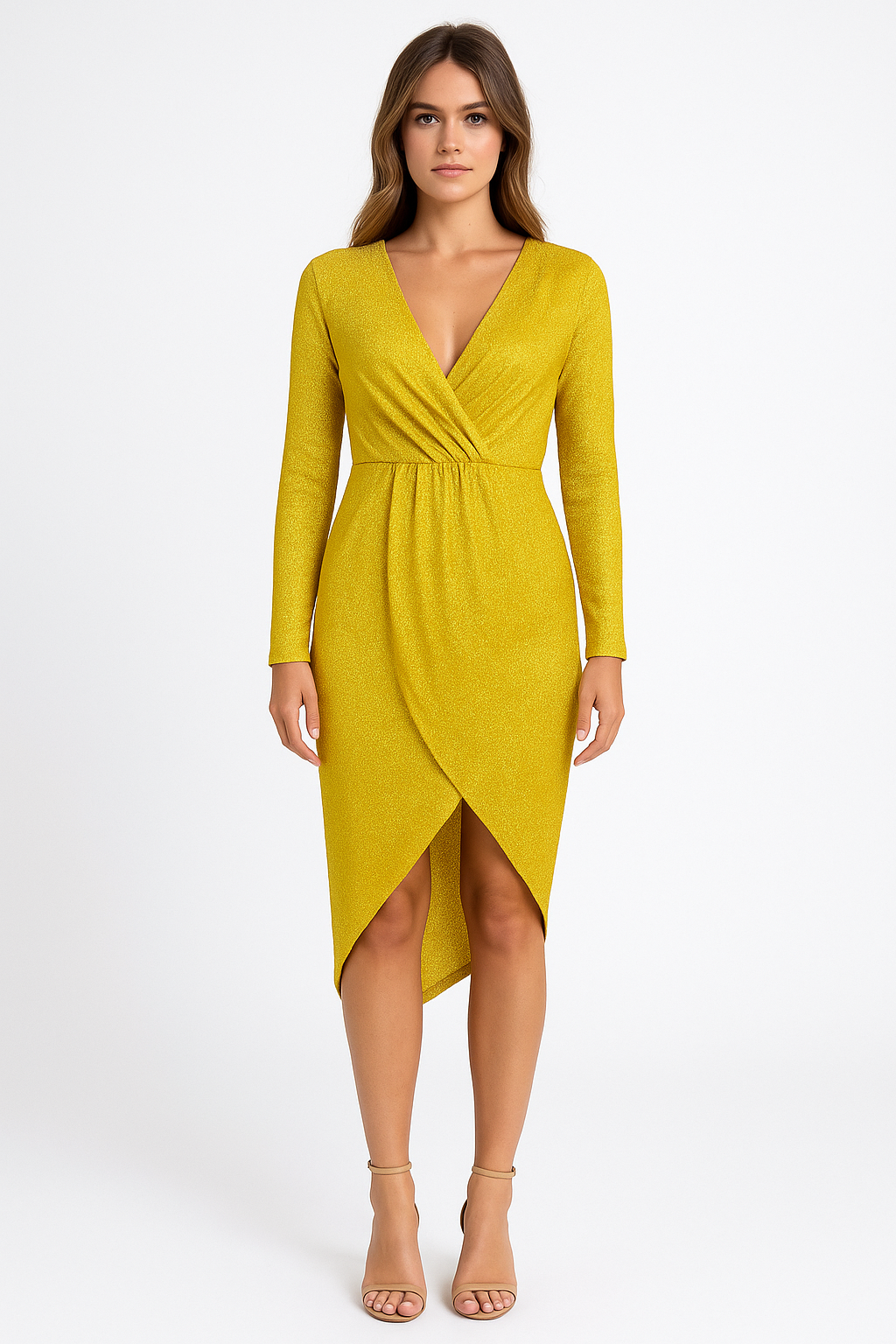 Women’s Sequin Long Sleeve Evening Dress V-Neck Party Cocktail Dress