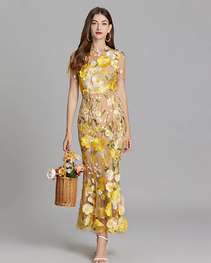 Women's Embroidered Sleeveless Maxi Dress