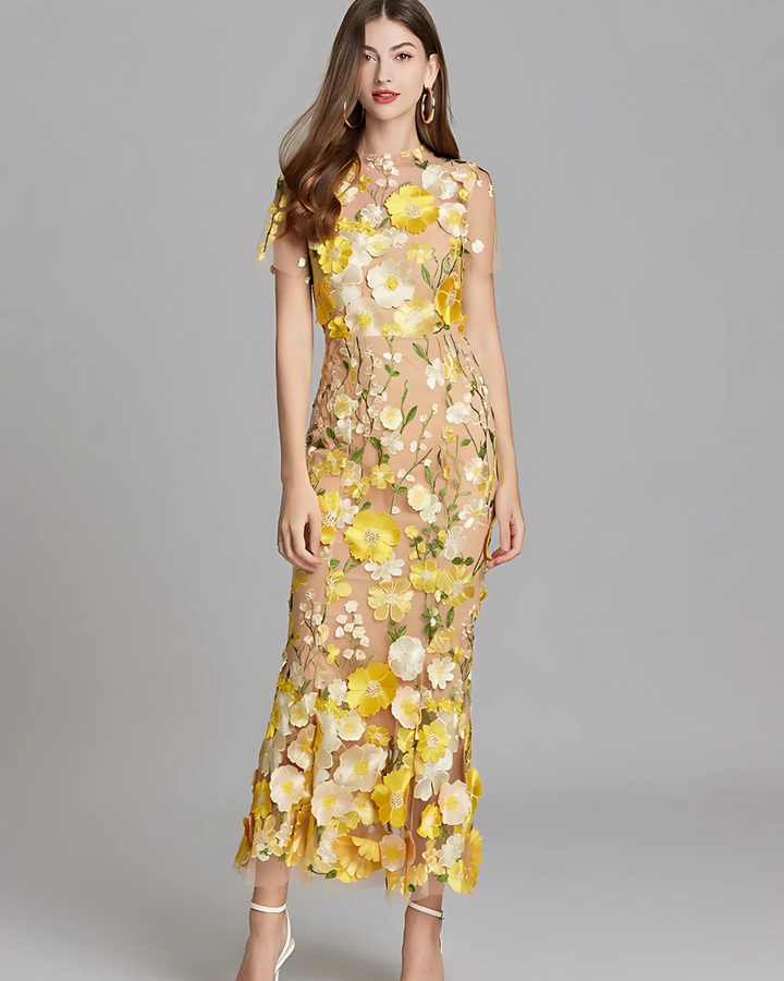 Women's Embroidered Sleeveless Maxi Dress