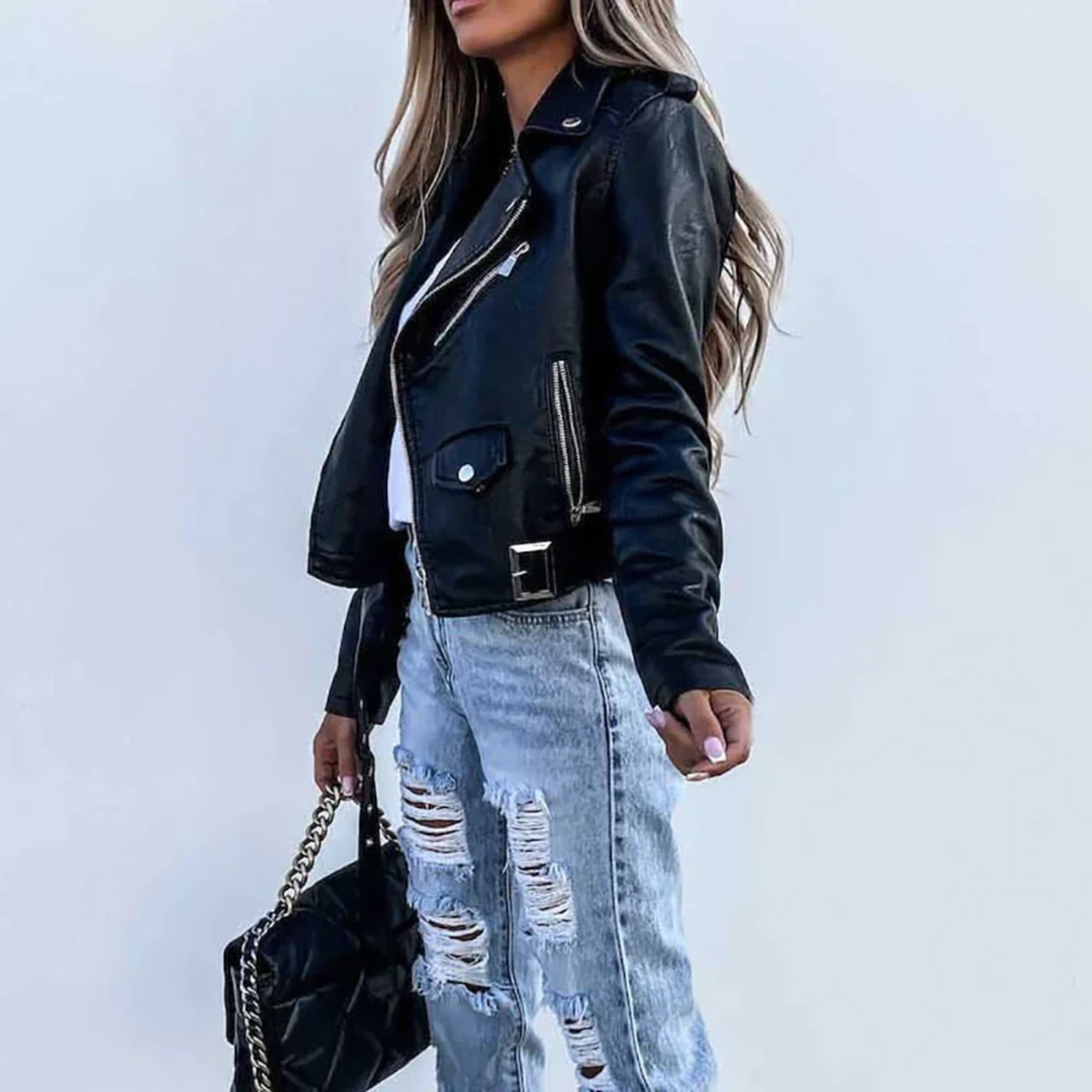 Ophelia | Women’s Zip Front Moto Style Jacket