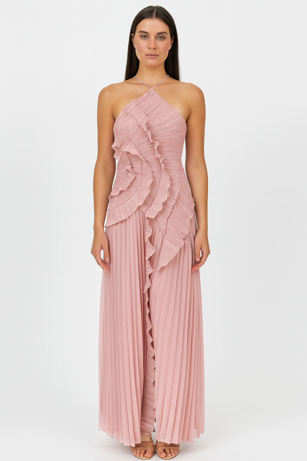 Women’s One-Shoulder Ruffle Maxi Dress Elegant Evening Party Dress