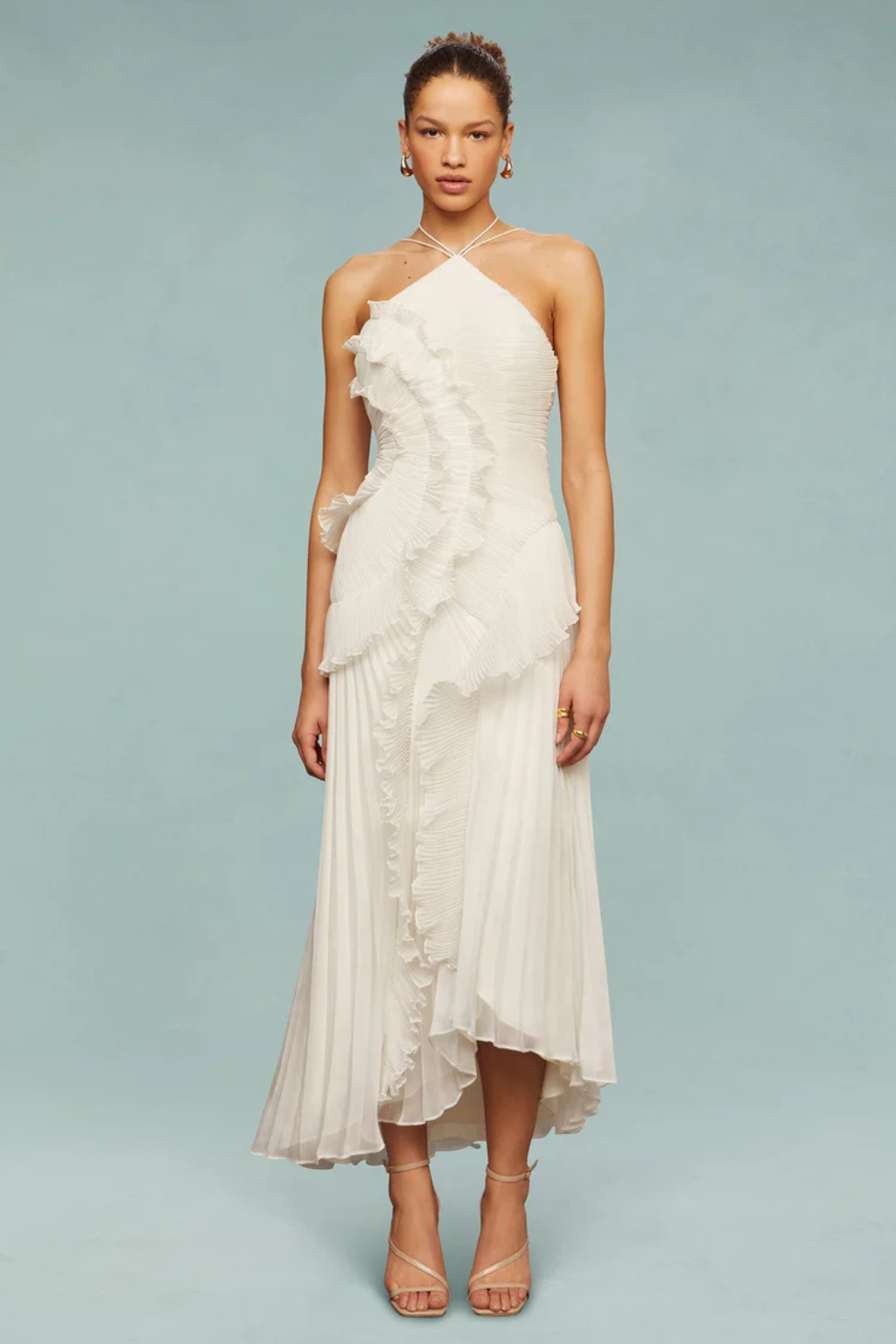 Women’s One-Shoulder Ruffle Maxi Dress Elegant Evening Party Dress