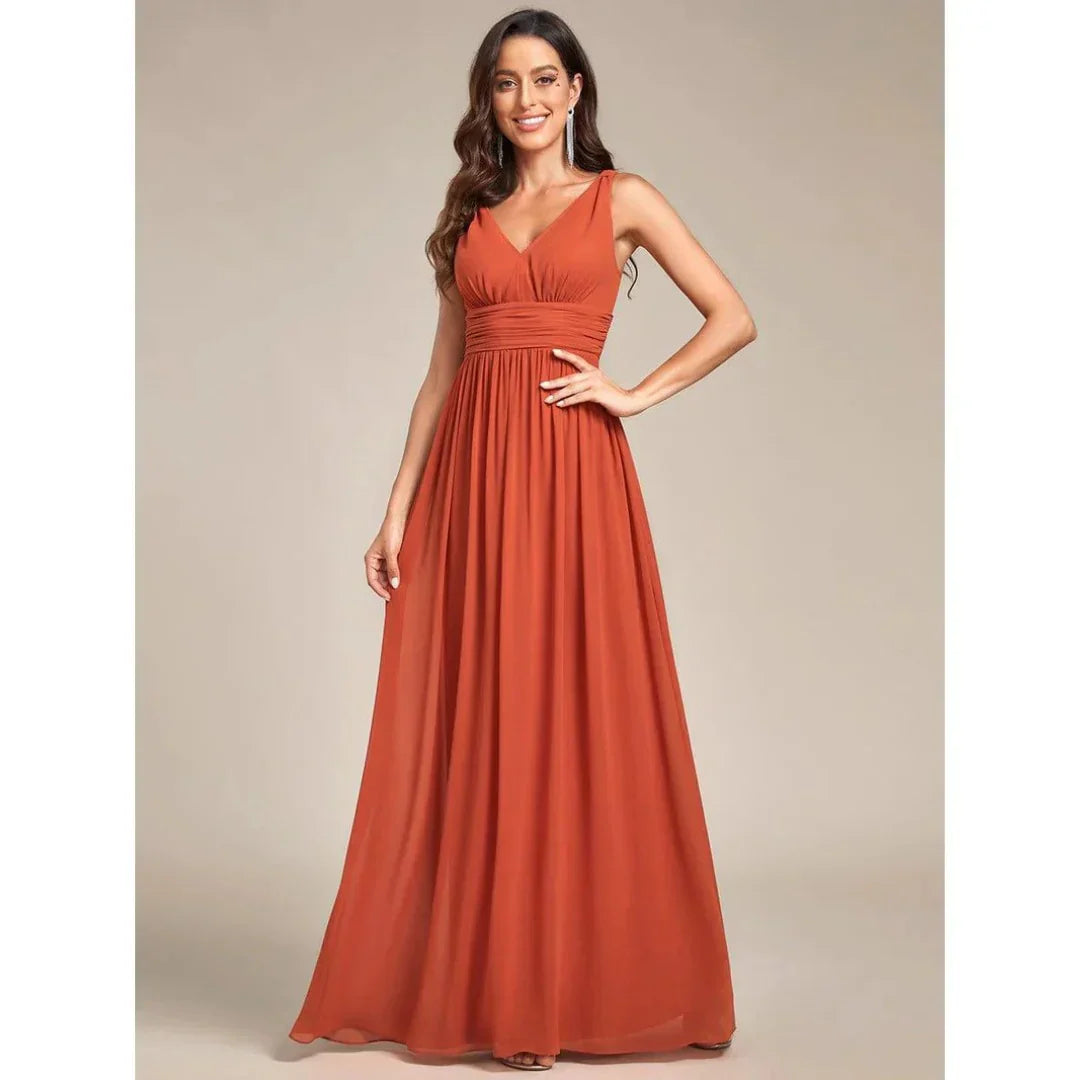 Women's Sleeveless V-Neck Maxi Dress With Elegant Style
