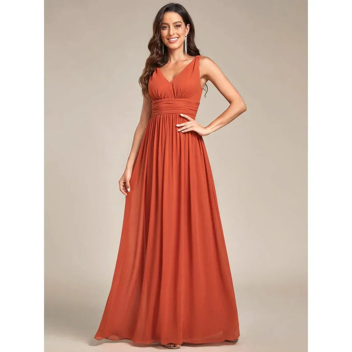 Women's Sleeveless V-Neck Maxi Dress With Elegant Style