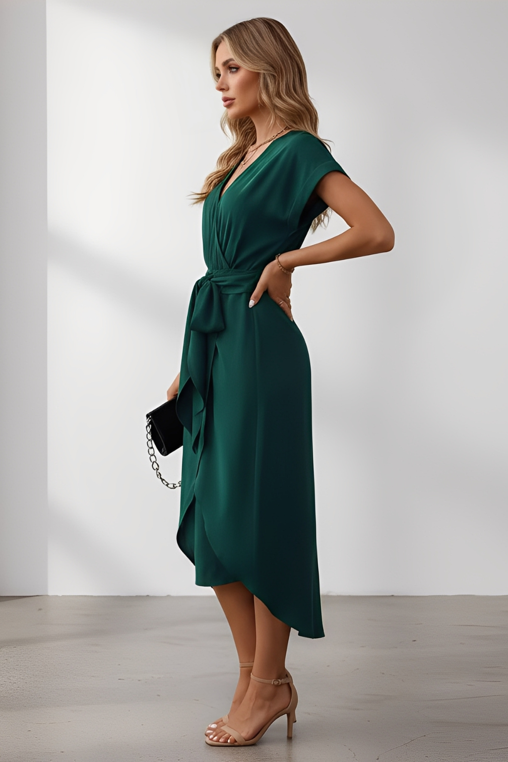 Women’s Timeless Elegant Short Sleeve Midi Dress