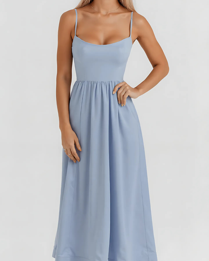 Women’s A-line Midi Dress with Flared Skirt
