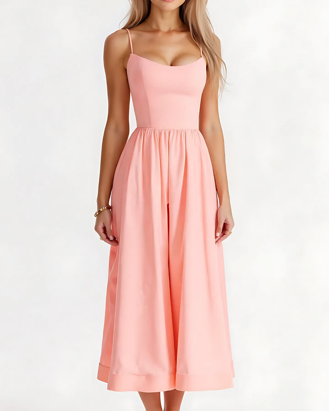 Women’s A-line Midi Dress with Flared Skirt