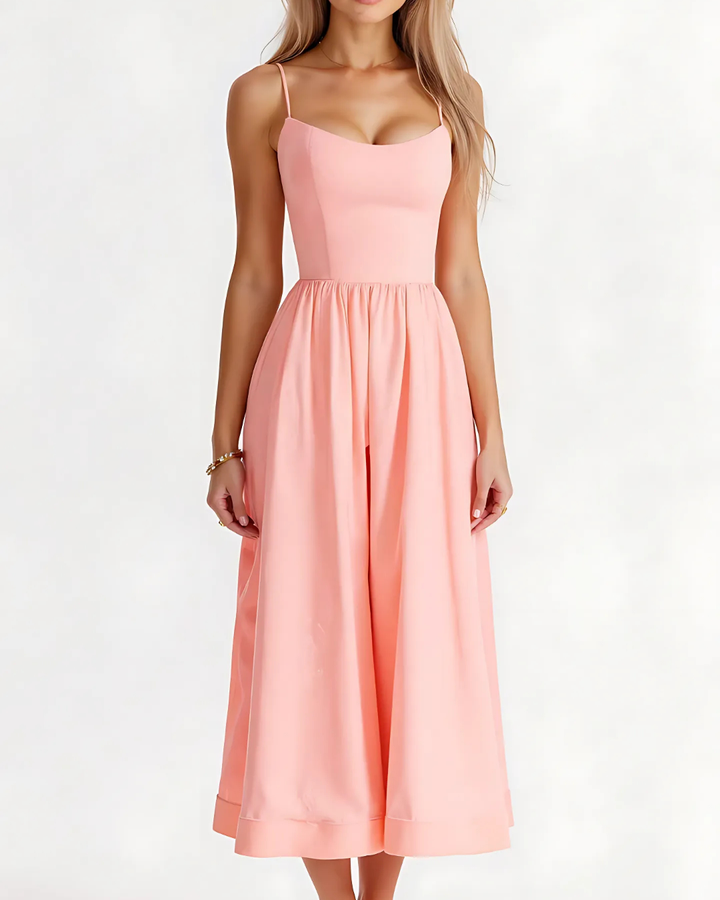 Women’s A-line Midi Dress with Flared Skirt