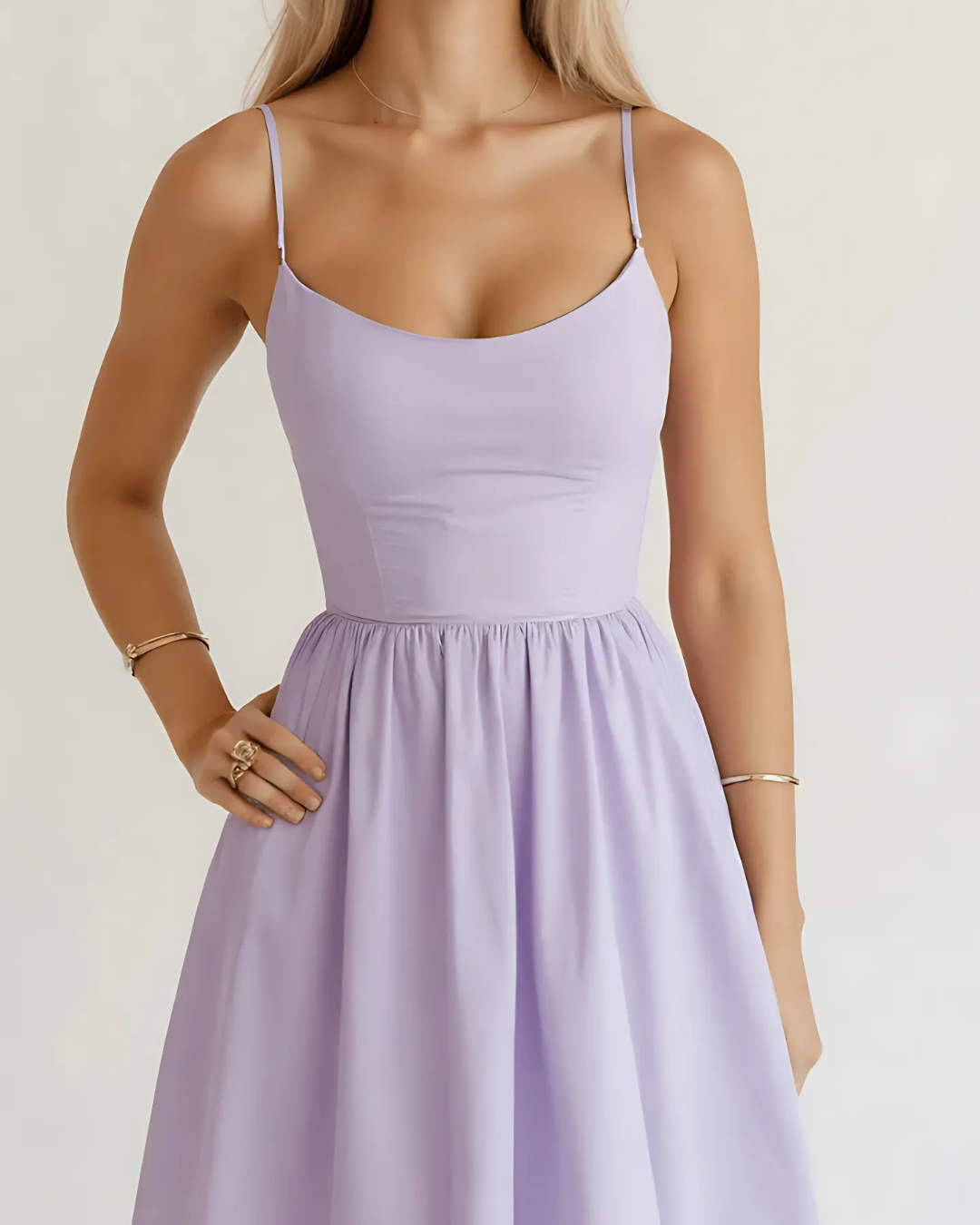 Women’s A-line Midi Dress with Flared Skirt