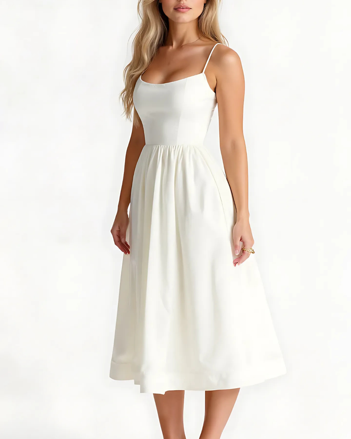 Women’s A-line Midi Dress with Flared Skirt