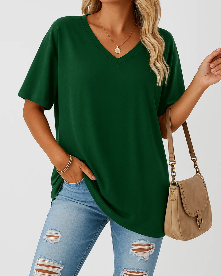 Women's Casual Loose Fit V-Neck Shirt