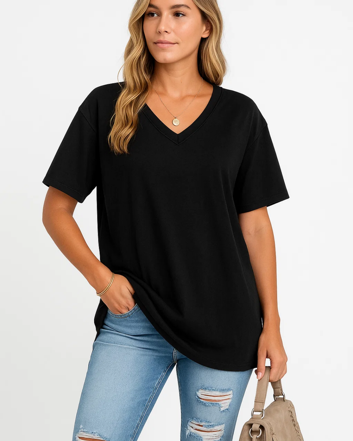 Women's Casual Loose Fit V-Neck Shirt
