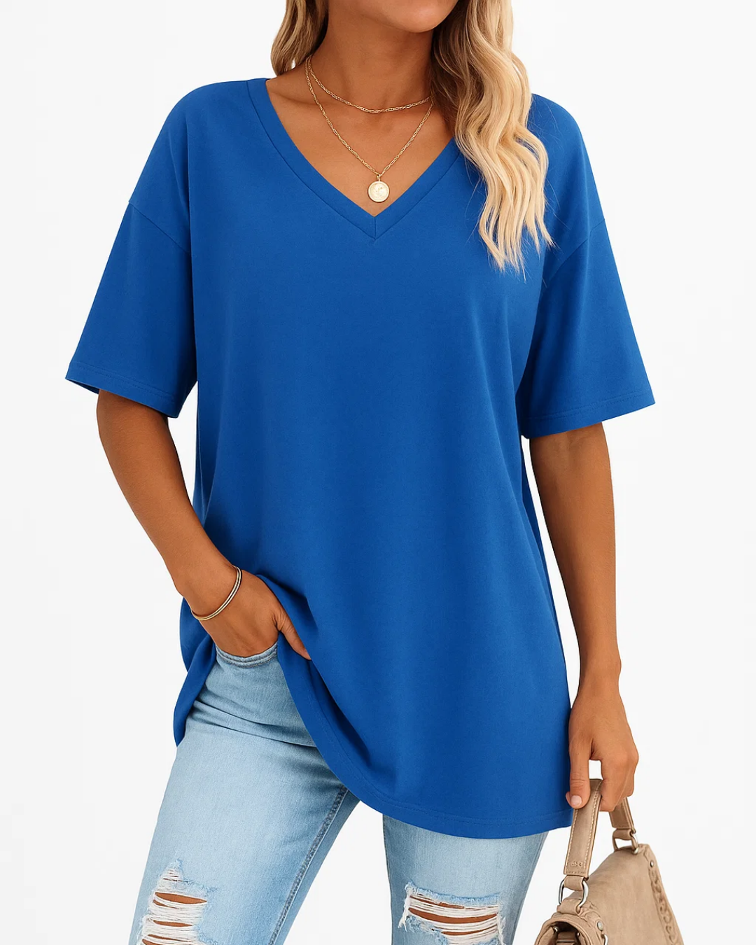 Women's Casual Loose Fit V-Neck Shirt