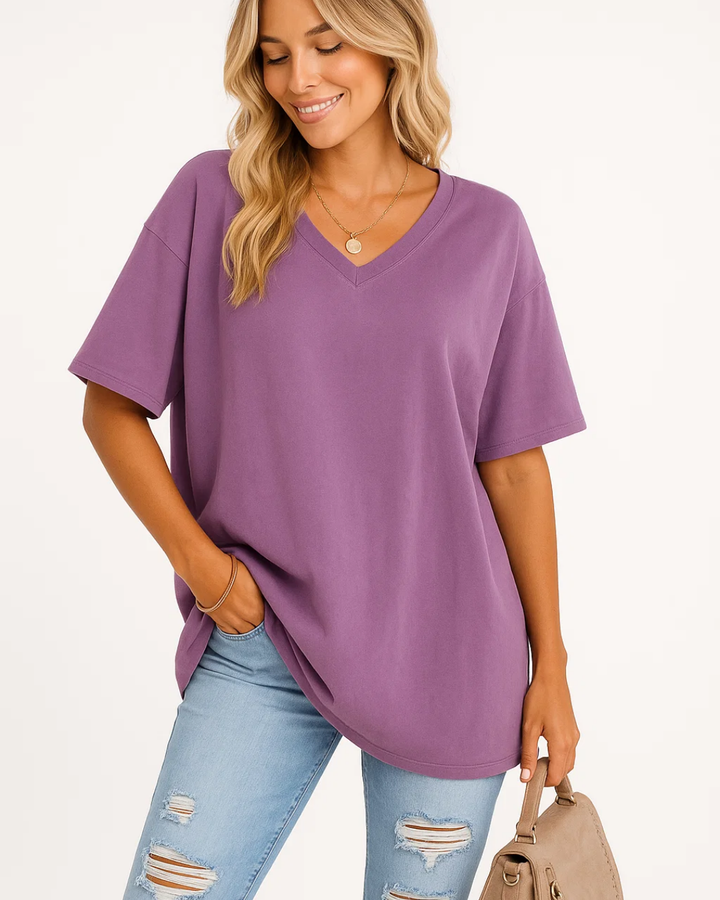Women's Casual Loose Fit V-Neck Shirt