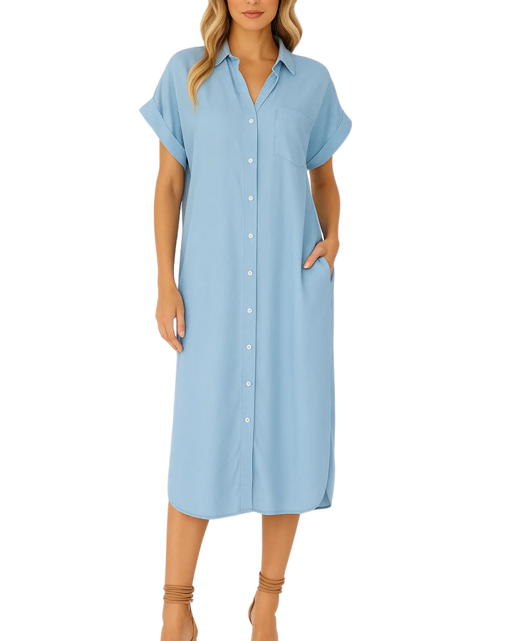 Women's Casual Shirt Dress With Button Front Design