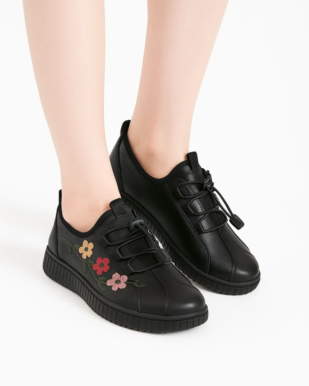 Women's Casual Shoes with Embroidered Flowers