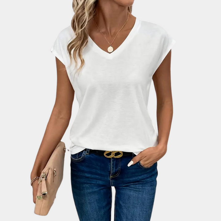 Women's Casual Short-Sleeved V-Neck Blouse