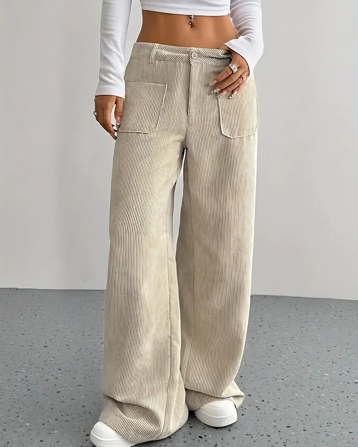Women's Casual Wide-Leg Cord Trousers