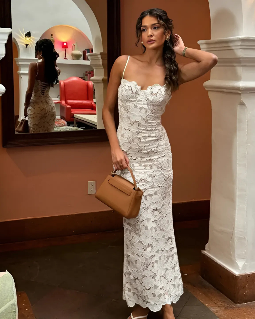 Women's Chic Full Length Dress With Spaghetti Straps