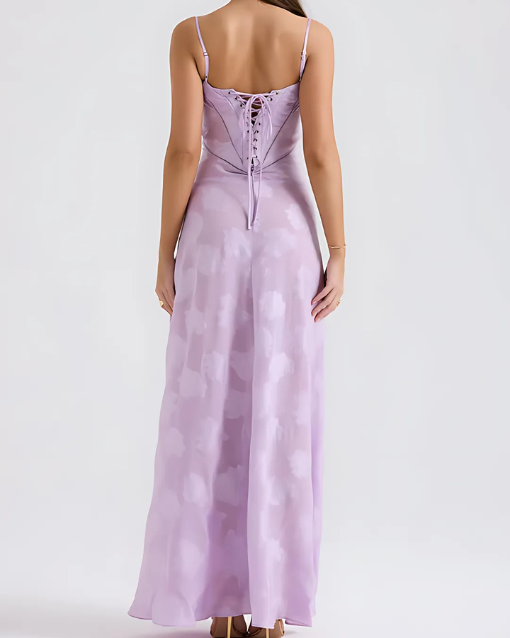 Women's Chic Lace Maxi Dress with Corset Style