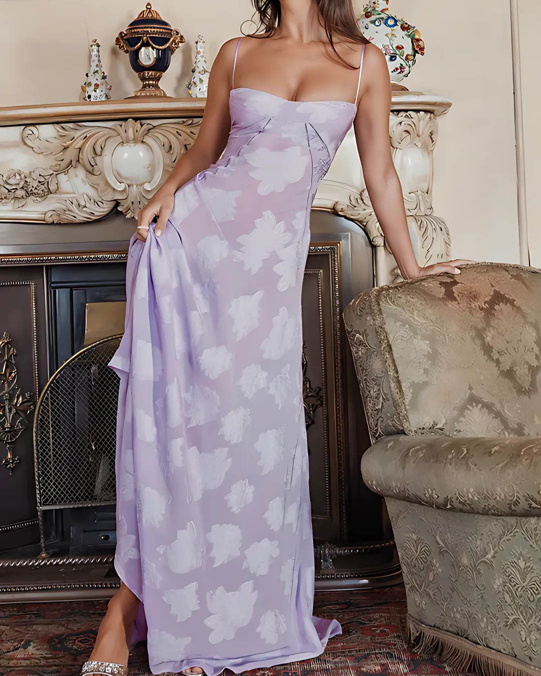 Women's Chic Lace Maxi Dress with Corset Style