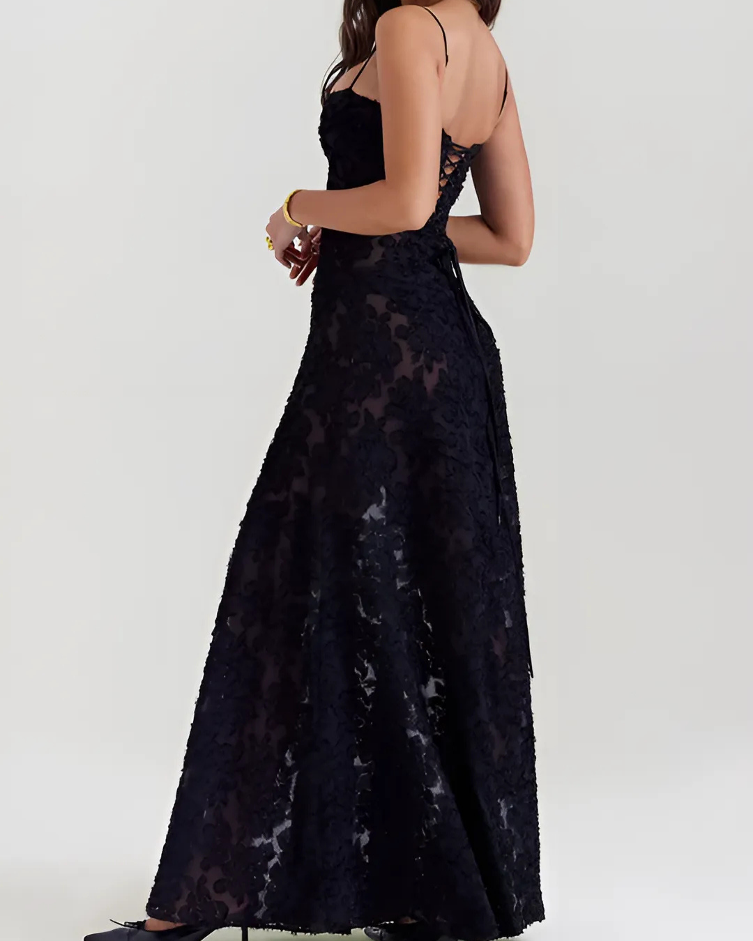 Women's Chic Lace Maxi Dress with Corset Style