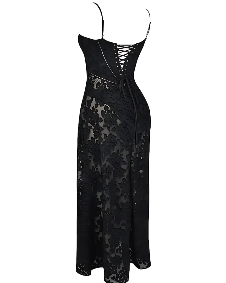 Women's Chic Lace Maxi Dress with Corset Style